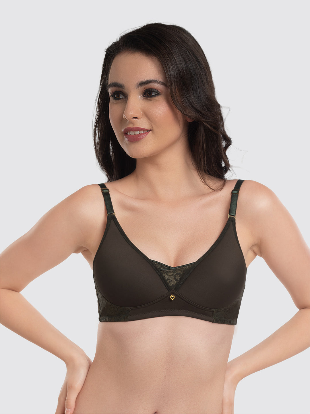 Lovable Dark Green Padded Non Wired Full Coverage Bra LE-239-Dark Green