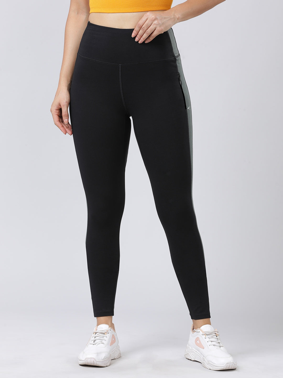 Women High-Rise Contrast Panel Workout Tights CAMINO – Lovable India