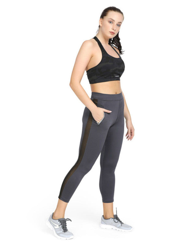 Women Steel Grey Solid Ankle Length Tights - RAD INTENSE TRACK-STG-Lovable India