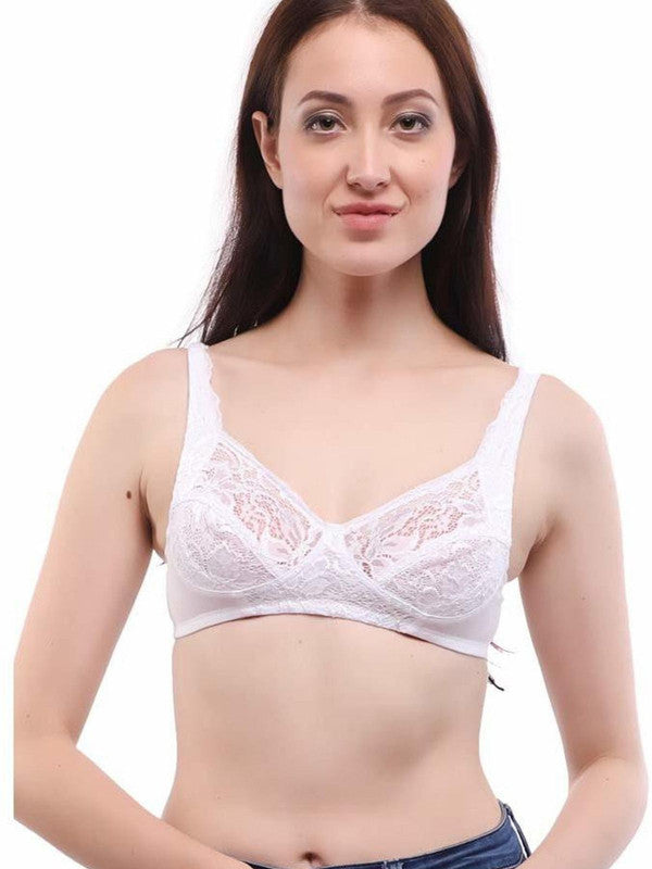 Lovable White Non Padded Non Wired Full Coverage Bra L0596-White