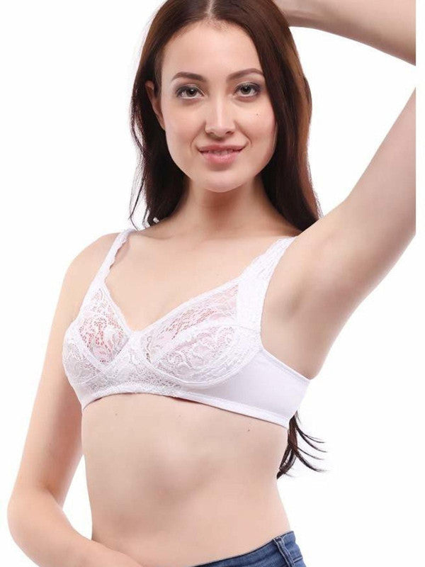 Lovable White Non Padded Non Wired Full Coverage Bra L0596-White