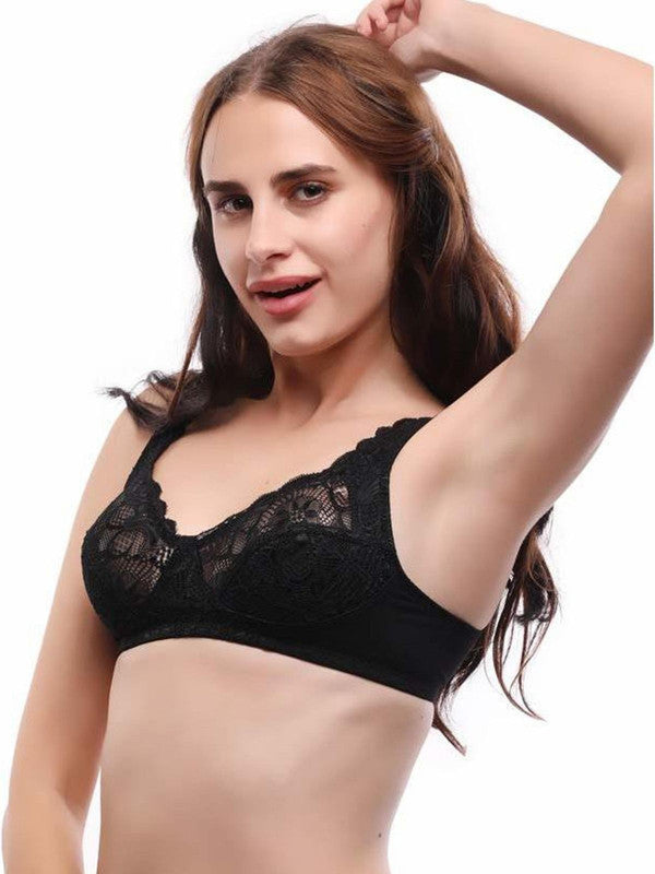 Lovable Black Non Padded Non Wired Full Coverage Bra L0596_Black-Lovable India