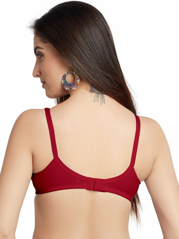 Lovable Coral Red Non Padded Non Wired Full Coverage Bra CLASSIC-Coral red-Lovable India