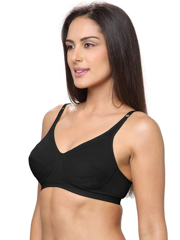 Lovable Black Non Padded Non Wired Full Coverage Bra CES-218-BLACK-Lovable India