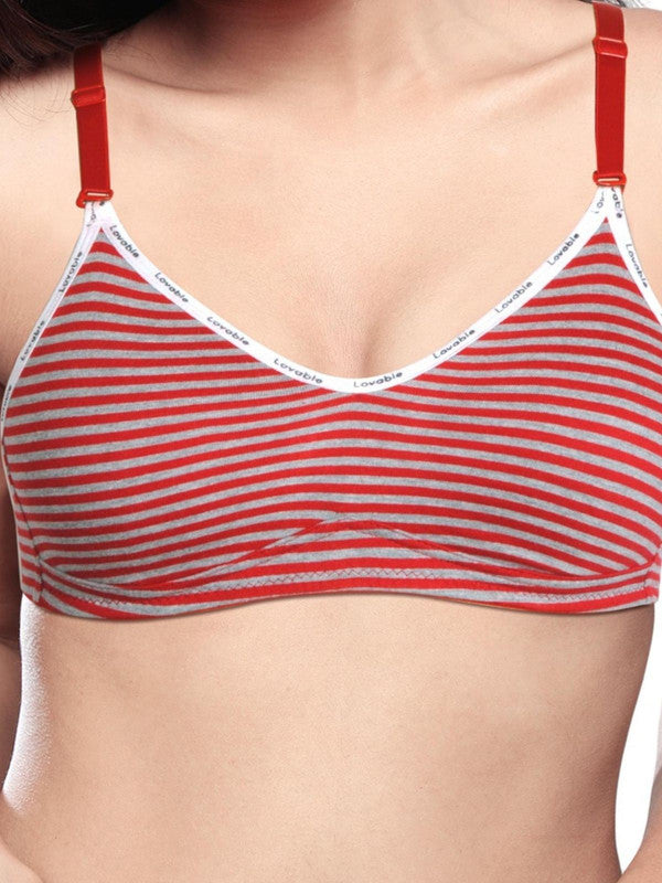 Lovable Red-Grey Non Padded Non Wired Full Coverage Bra NEXA 1_Red-Grey-Lovable India