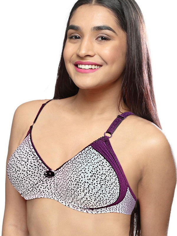 Lovable Cream-Wine Non Padded Non Wired Full Coverage Bra LE-223-Cream-Wine