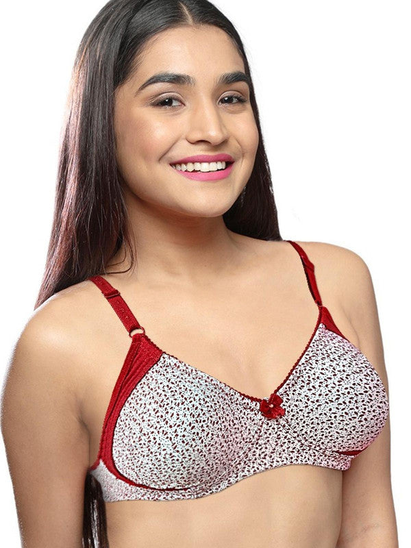 Lovable Cream-Maroon Non Padded Non Wired Full Coverage Bra LE-223_Cream-Maroon-Lovable India