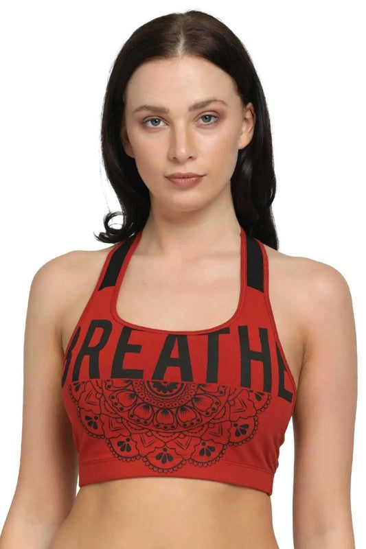 Lovable Orange Padded Non Wired Full Coverage Sports Bra MANTRA-PRINT-Orange