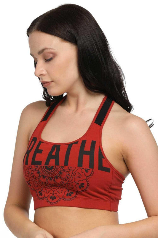 Lovable Orange Padded Non Wired Full Coverage Sports Bra MANTRA-PRINT-Orange