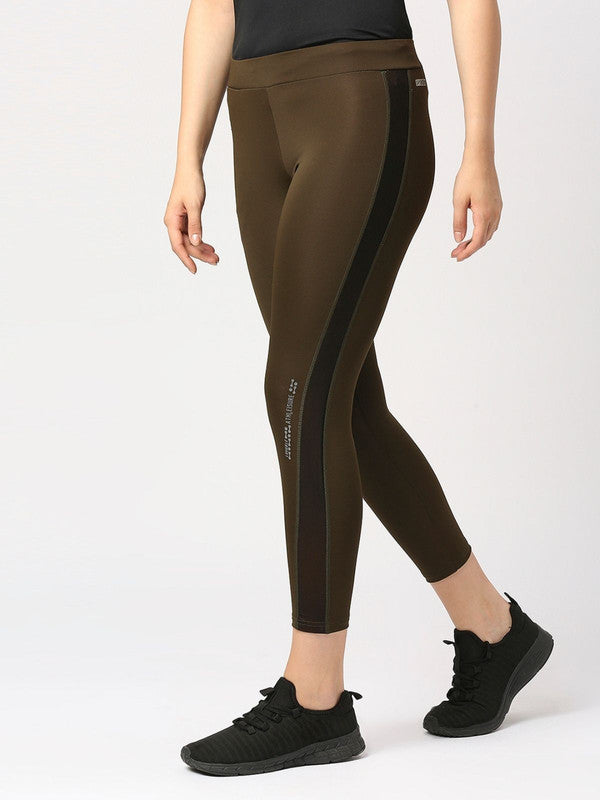 Women Olive Green Solid Tights - RAD INTENSE TRACK-OL-Lovable India