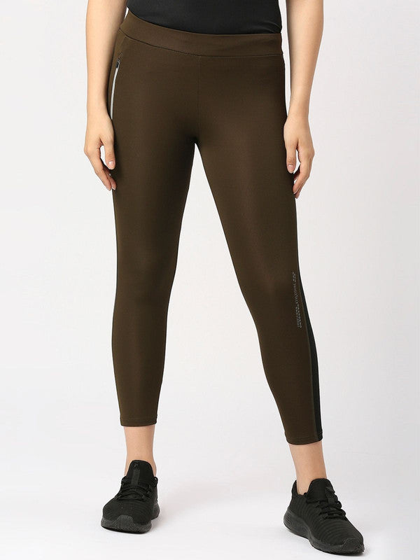 Women Olive Green Solid Tights - RAD INTENSE TRACK-OL-Lovable India