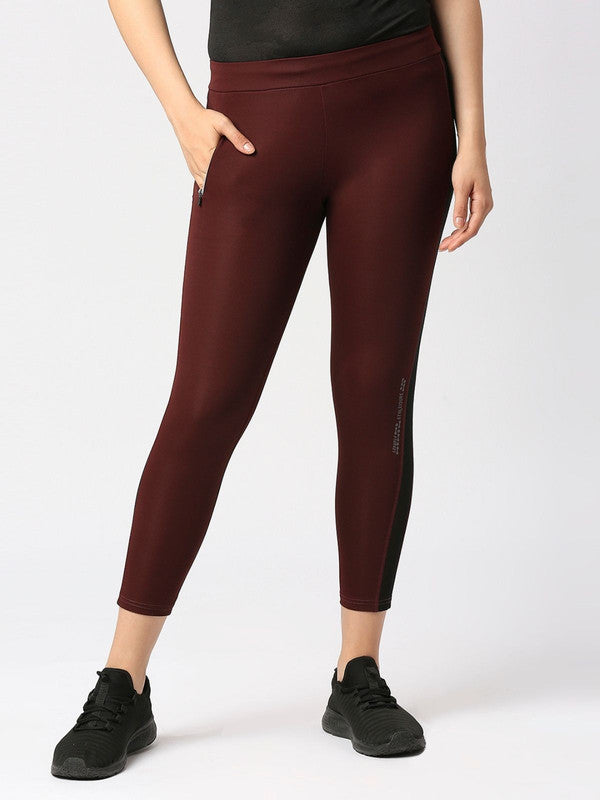 Women Wine Solid Tights - RAD INTENSE TRACK-WN-Lovable India