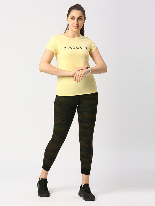 Women Yellow Regular Fit Printed T-Shirt - Star Max Tee-PA