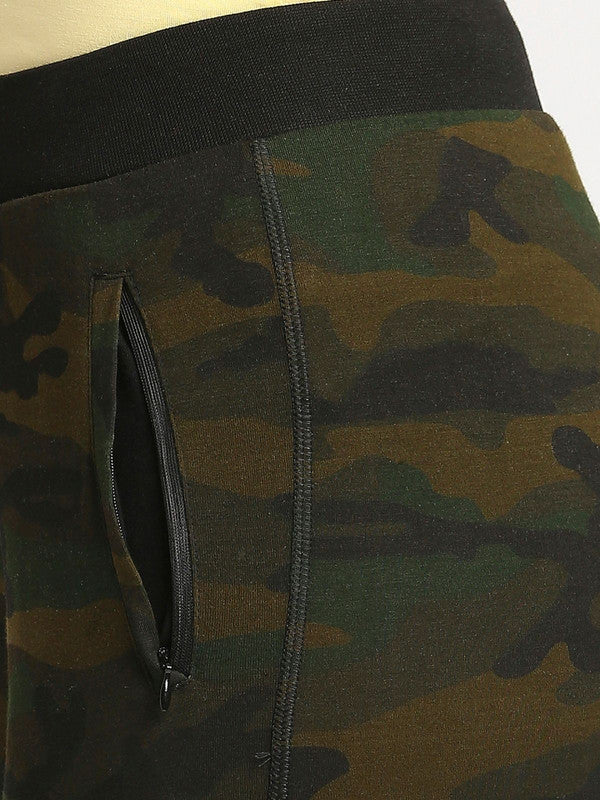 Women Camouflage Olive Printed Joggers - ZIP TRACK-CAMO-OG-Lovable India