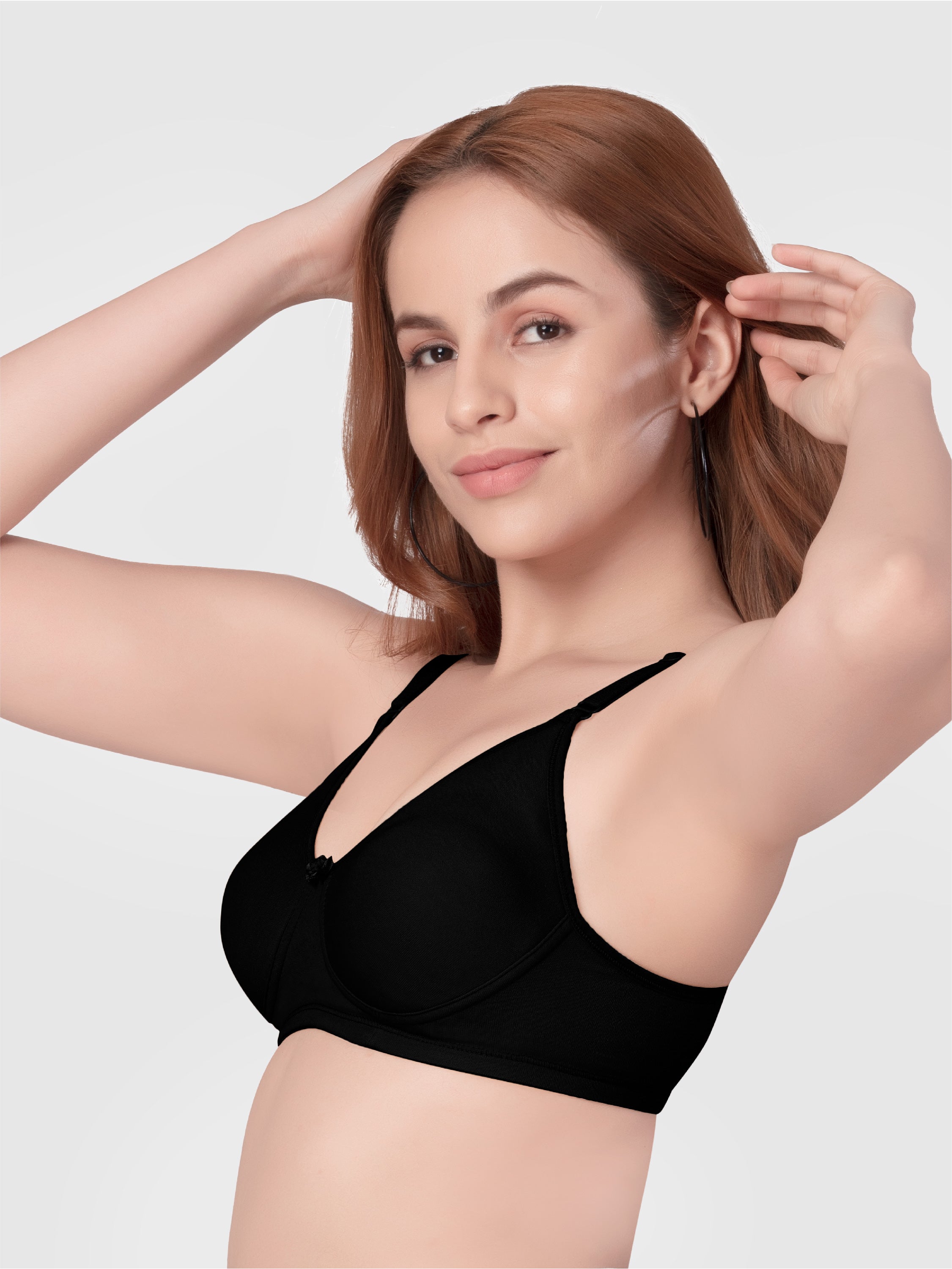 Daisy Dee Black Non Padded Non Underwired Full Coverage T-Shirt Bra - NYSIKA-Black