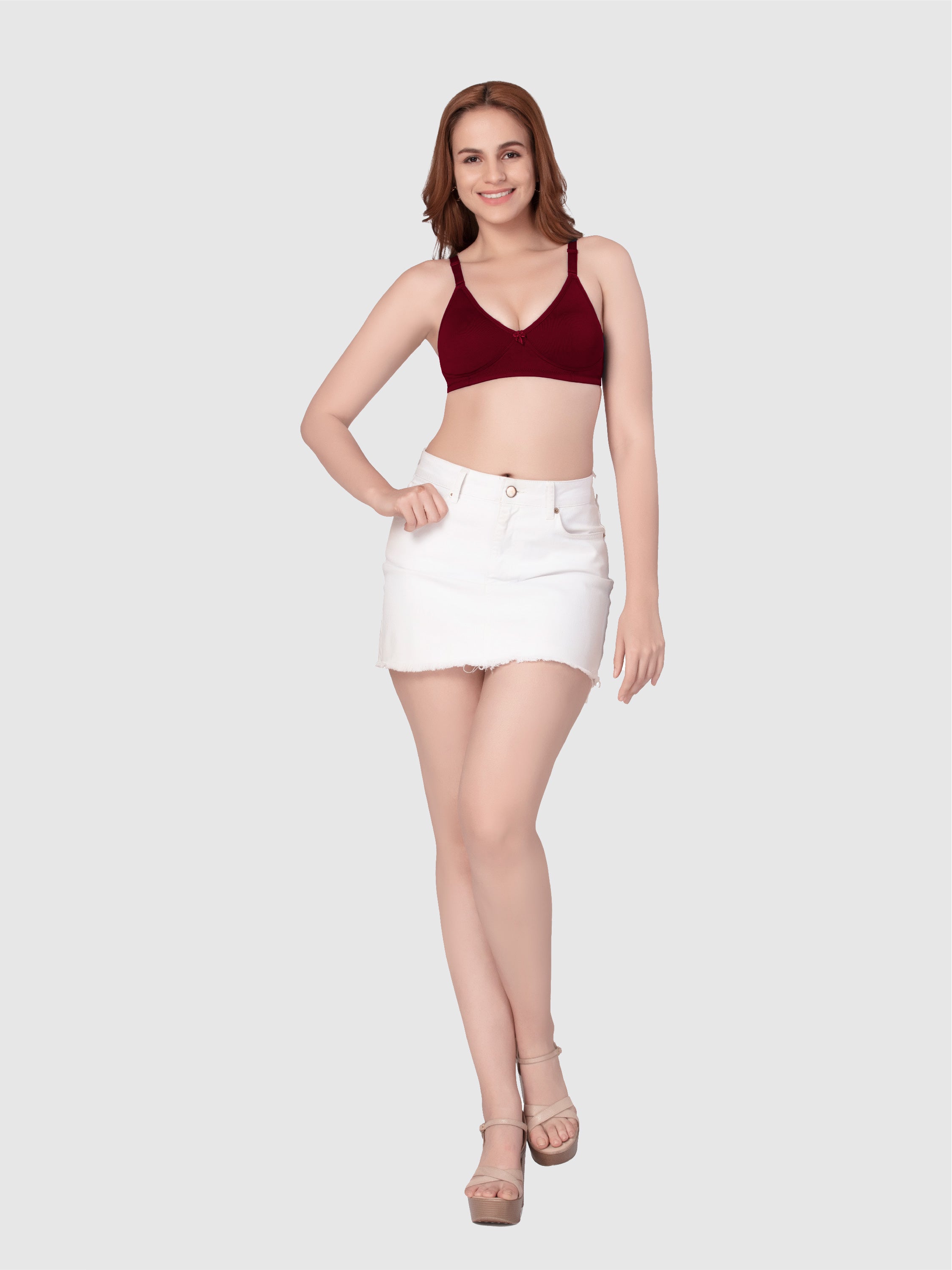 Daisy Dee Dusty maroon Non Padded Non-Wired Full Coverage T-Shirt Bra - NSNA-Dusty Maroon