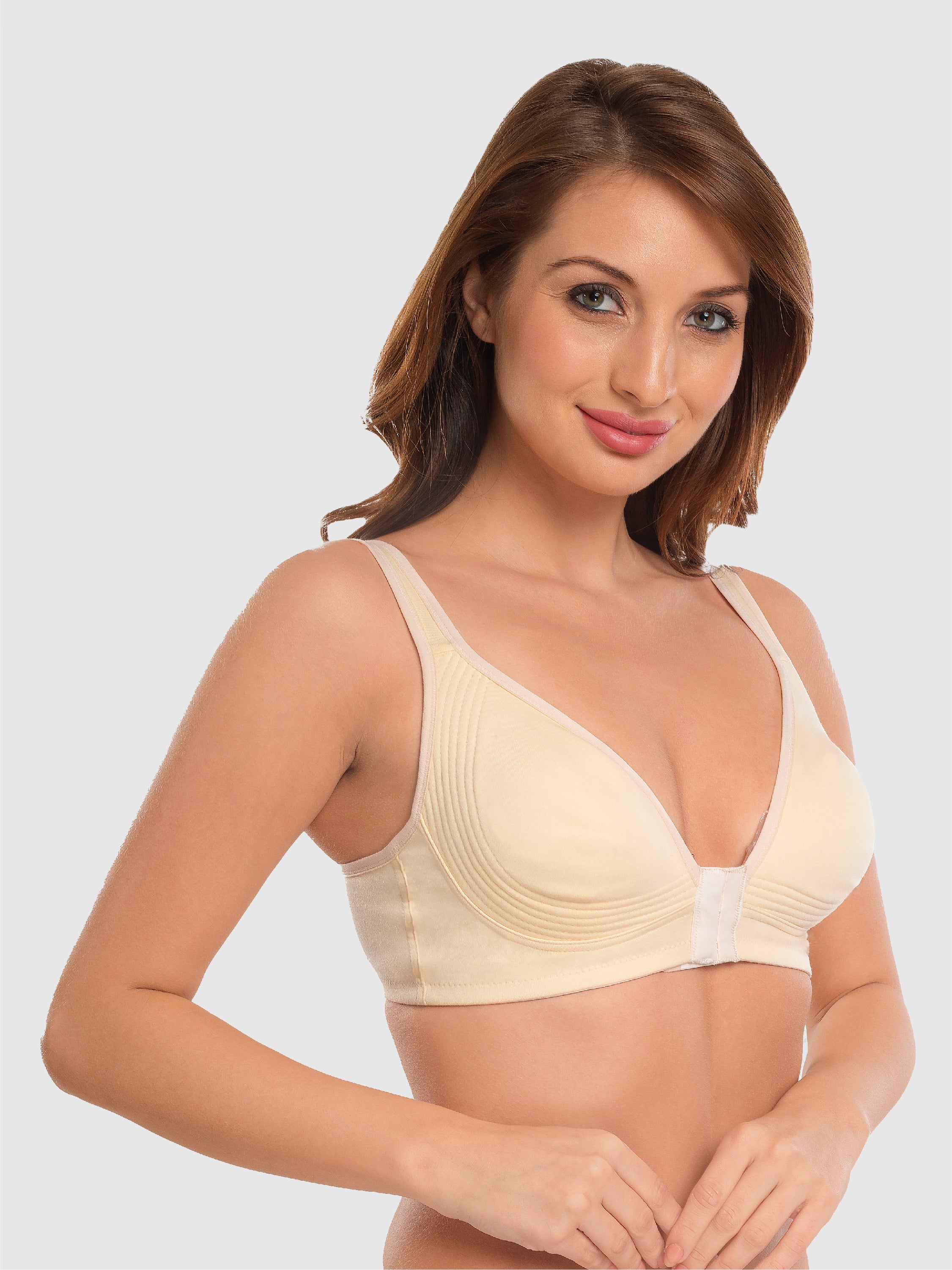 Daisy Dee Cream Non Padded Non-Wired Full Coverage Front Open Bra - NRIA-Cream