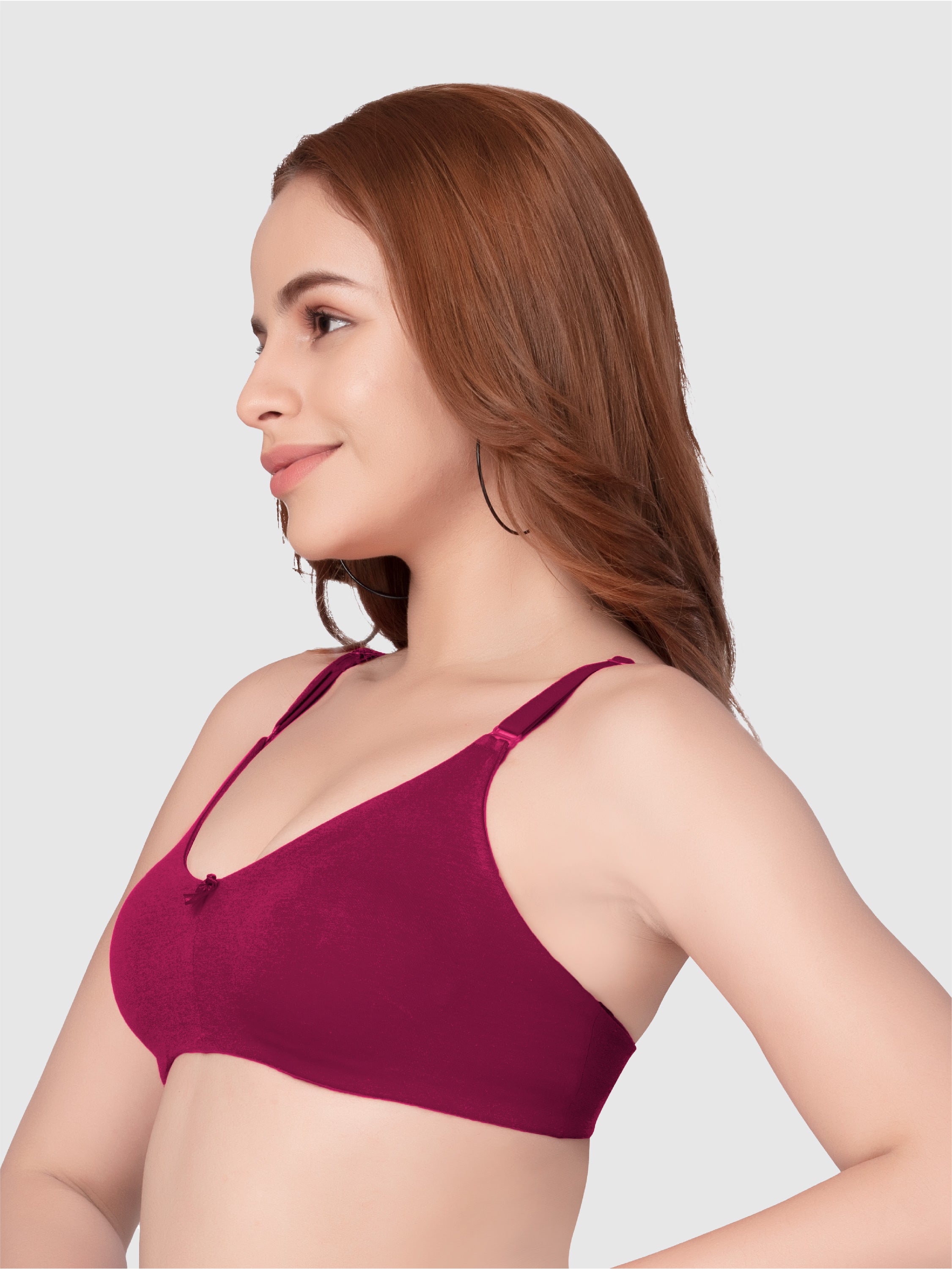 Daisy Dee Wine Non Padded Non-Wired Full Coverage T-Shirt Bra - NANYA-Wine