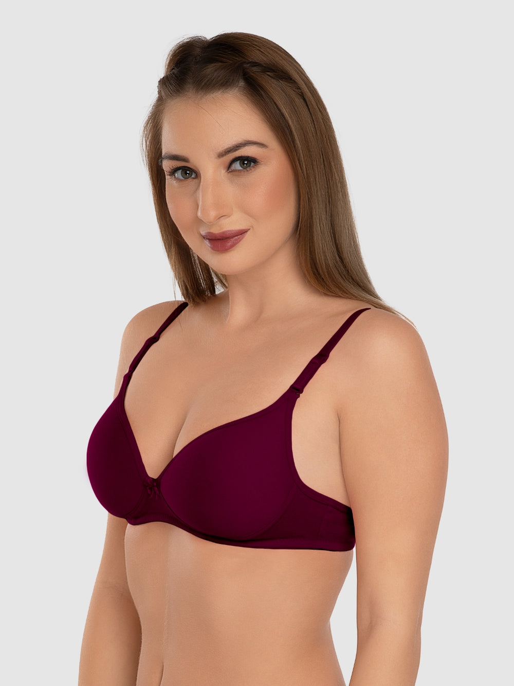 Daisy Dee Maroon Padded Non Wired 3/4th Coverage Everyday Bra - Side View | Lovable India