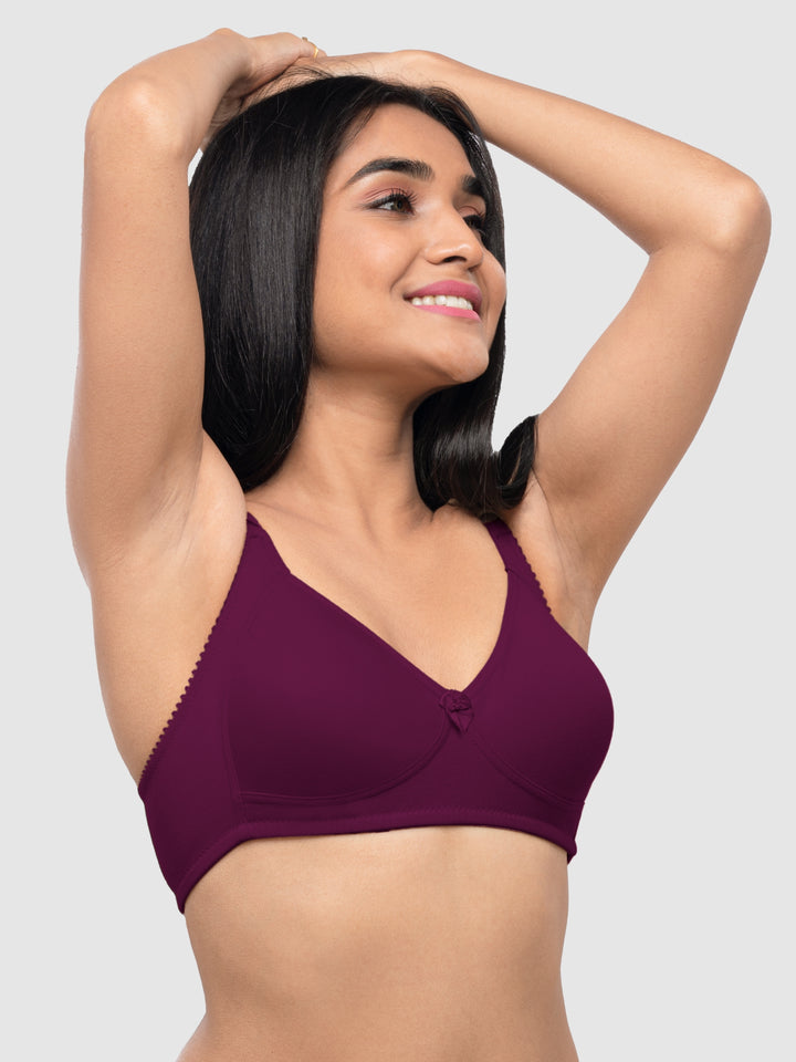 Lovable Multicolor Non Padded Non Wired Full Coverage Bra - (Pack of 2) Contours- Skin/Wine