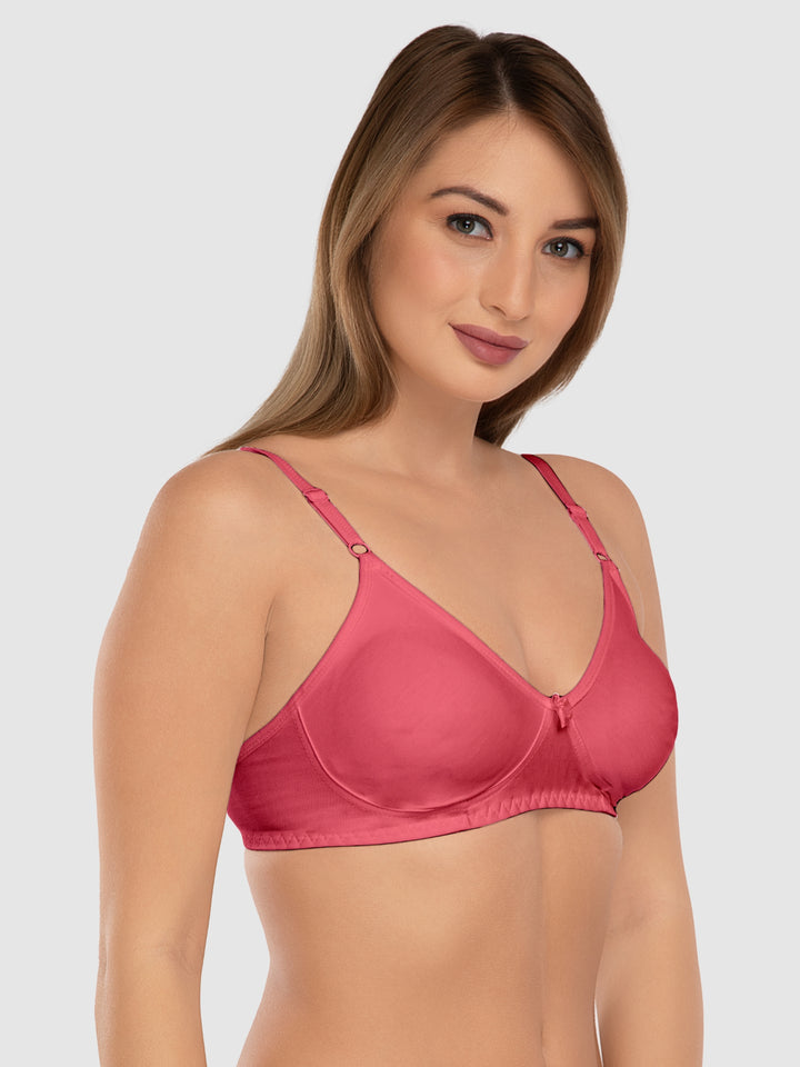 Daisy Dee Black and Carrot Non Padded Wirefree Full Coverage Bra Pack of 2 - NLBLA-2PK-BLACK/CARROT