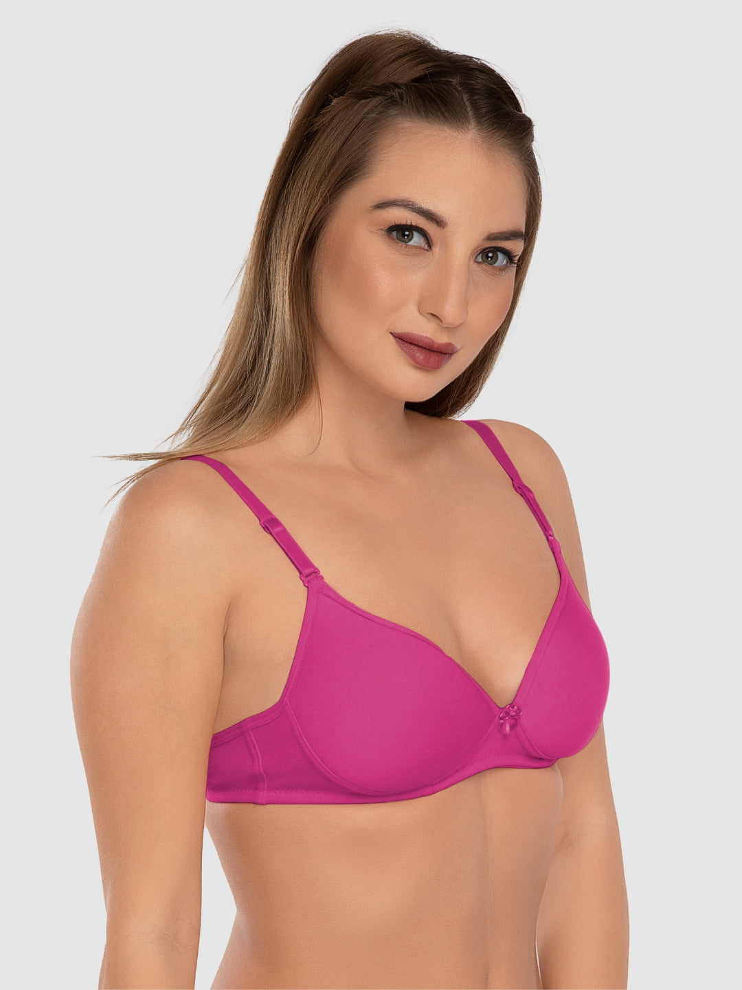 Daisy Dee Dark Pink Padded Non Wired 3/4th Coverage Everyday Bra NMSTI-D. Pink