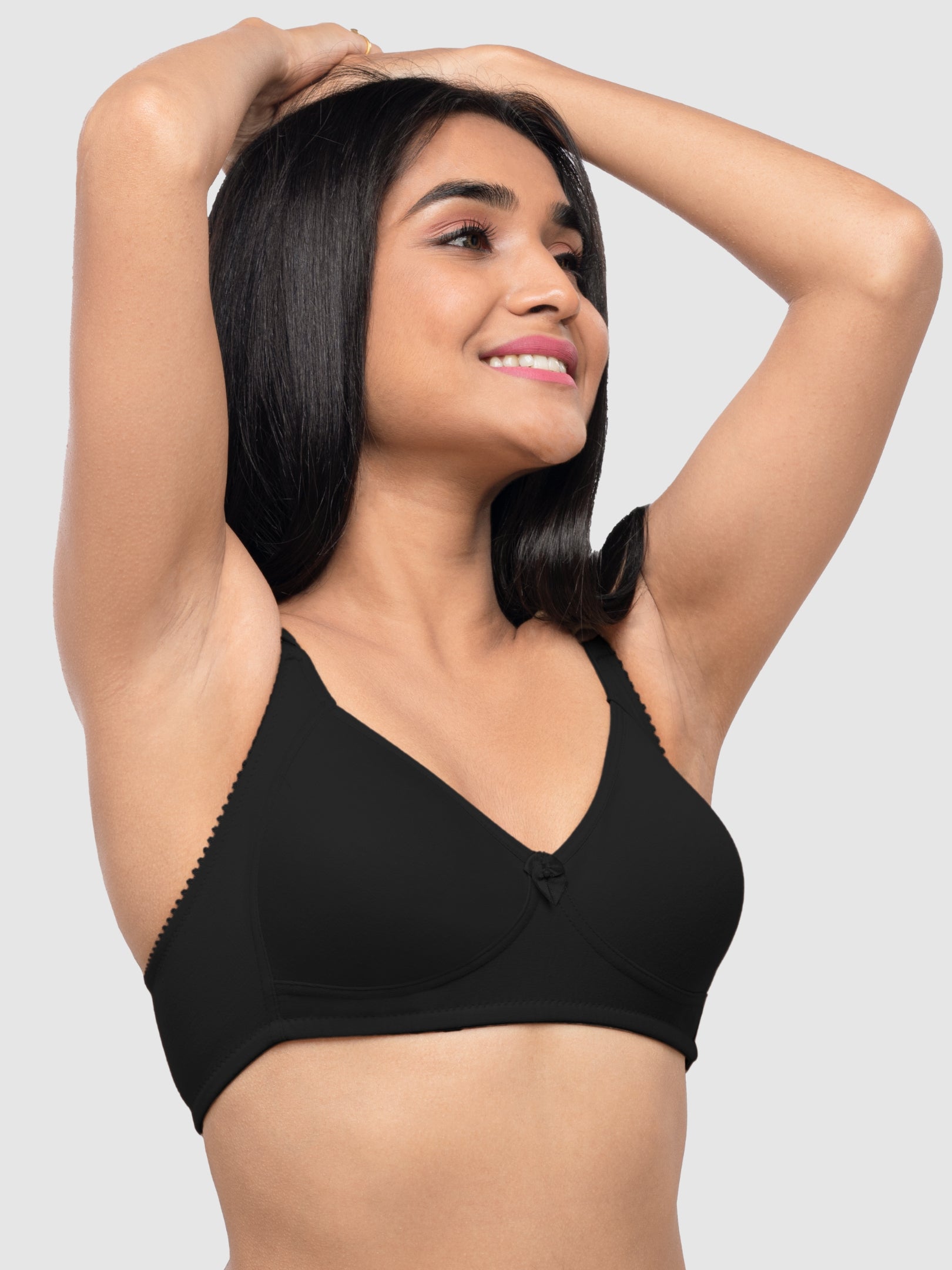 Lovable Black Non Padded Non Wired Full Coverage Bra Contours-BLACK