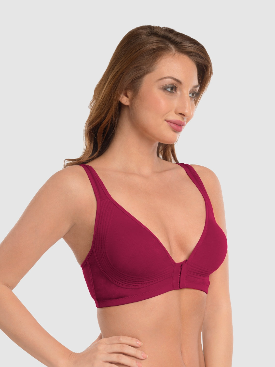 Daisy Dee Prime Red Non Padded Non-Wired Full Coverage Front Open Bra - NRIA-Prime Red