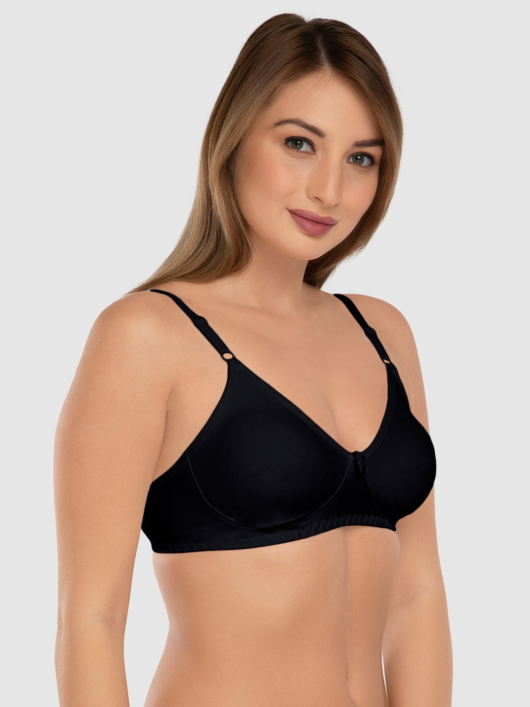 Daisy Dee Multicolor Non Padded Wirefree Full Coverage T-Shirt Bra Pack of 3 - LABELLA_3PK_F. PINK/BLACK /PEACH