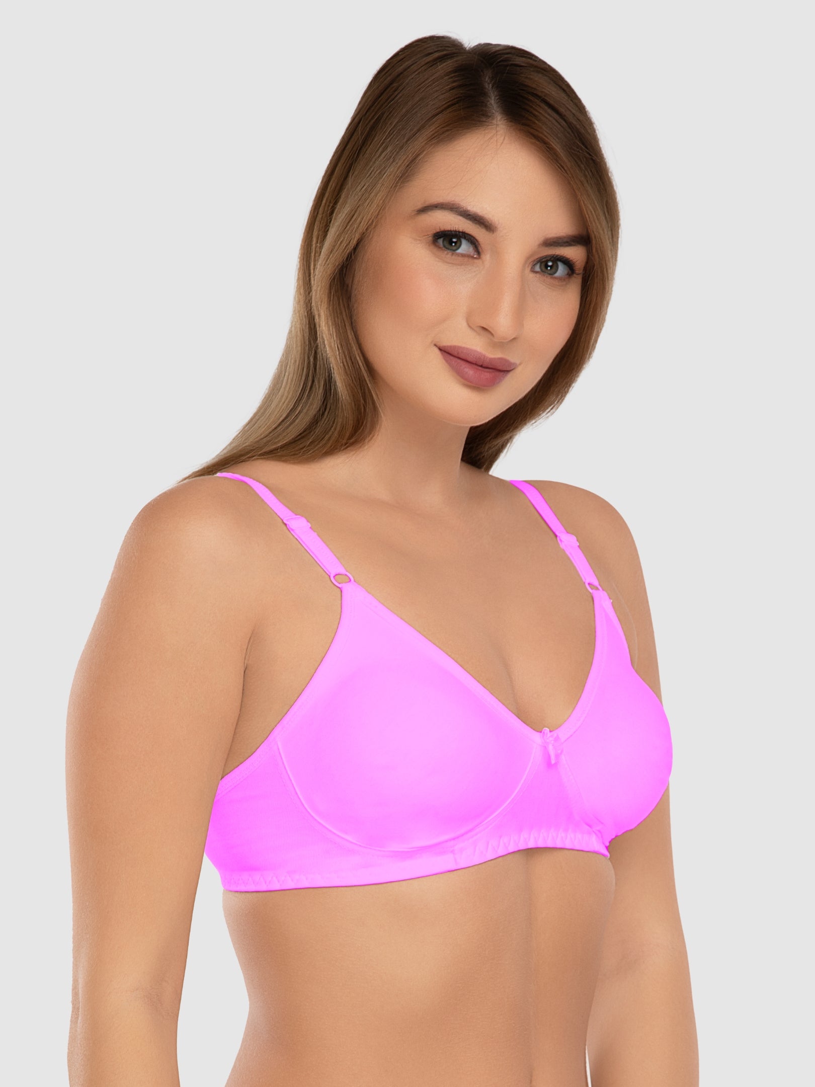 Daisy Dee Fussia Pink Non Padded Non Wired Full Coverage Bra - NLBLA-Fussia Pink