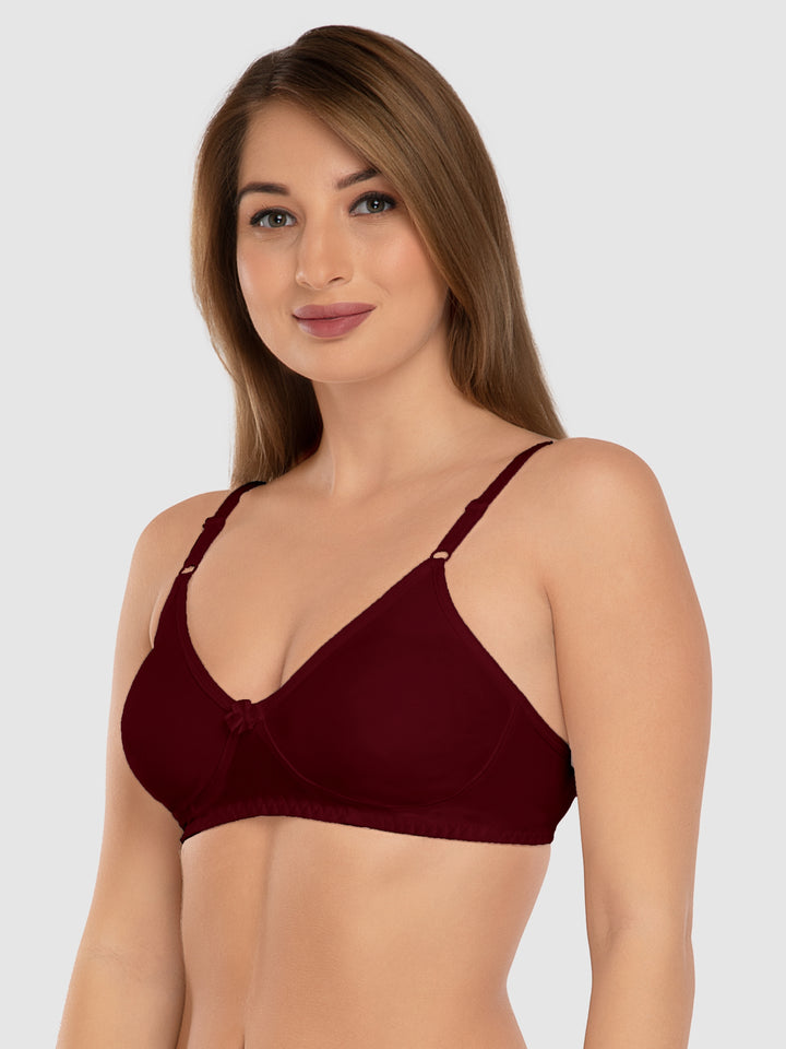 Daisy Dee D.Maroon and Fussia Pink Non Padded Wirefree Full Coverage Bra Pack of 2 - NLBLA-2PK-D.MAROON/FUSSIA PINK