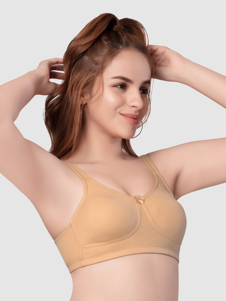 Daisy Dee White and Skin Non Padded Non-Wired Full Coverage T-Shirt Bra Pack of 2 - NPLSH-White/Skin