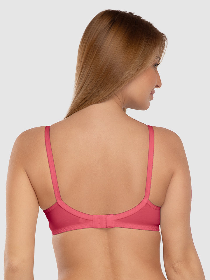 Daisy Dee Black and Carrot Non Padded Wirefree Full Coverage Bra Pack of 2 - NLBLA-2PK-BLACK/CARROT