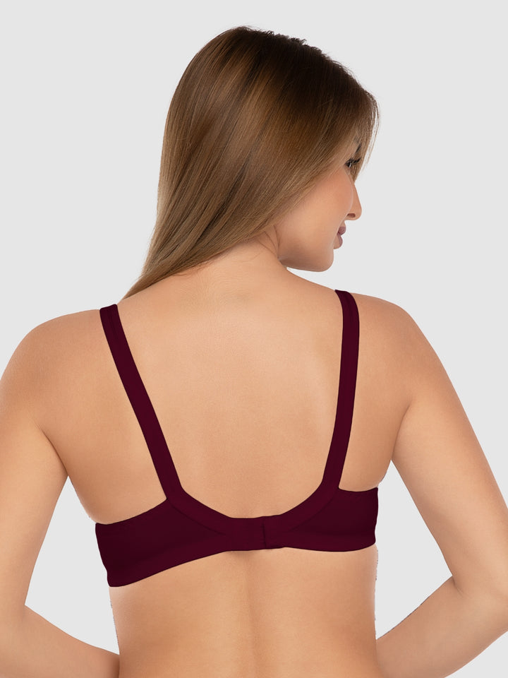 Daisy Dee Black and D. Maroon Non Padded Non Wired Full Coverage Bra Pack of 2 - NSHPU-2PK-BLACK/D. MAROON