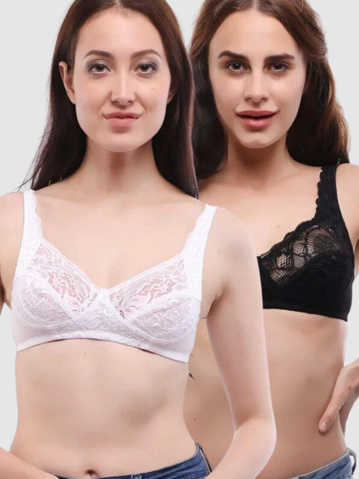 Lovable Multicolor Non Padded Non Wired Full Coverage Bra - (Pack of 2) L0596- Black/White