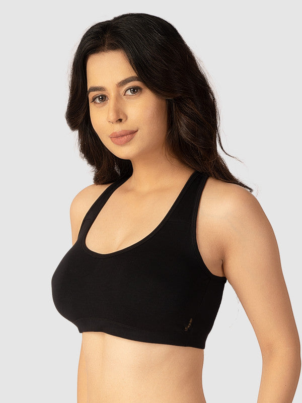 Lovable Womens Black Removable pad Non Wired Full Coverage Sports Bra