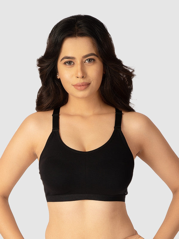 Lovable Womens Black Non Padded Non Wired Full Coverage Sports Bra