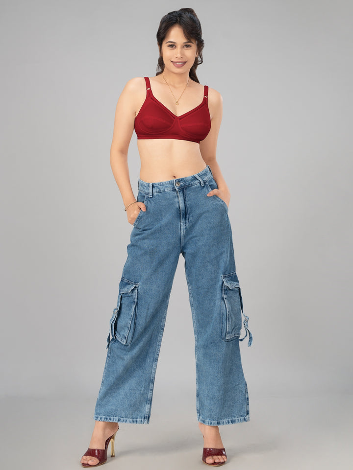 Lovable Multicolor Non Padded Non Wired Full Coverage Bra - (Pack of 2) CES-218-Maroon/White