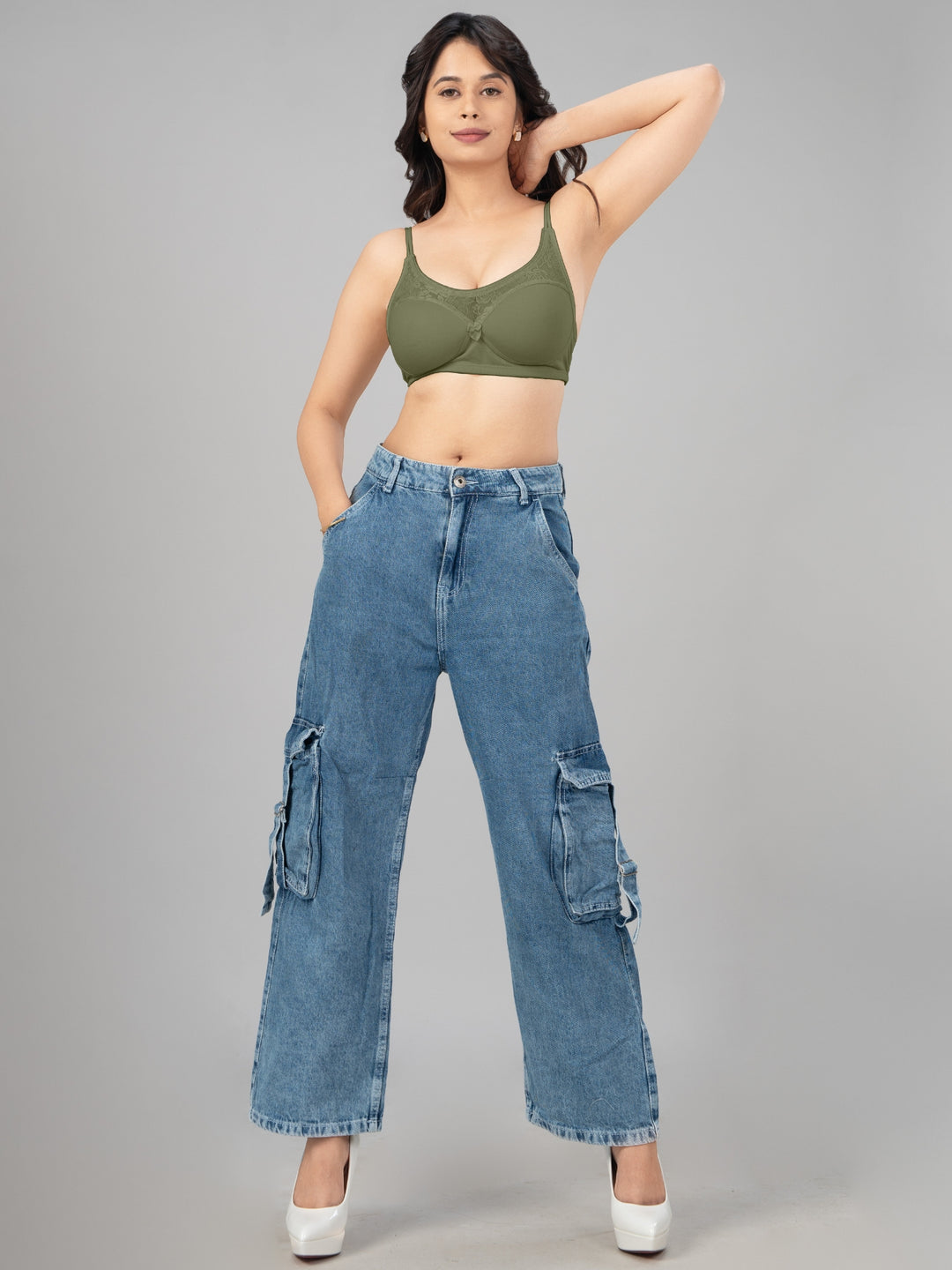 Daisy Dee Dark Green Lightly Padded Non-Wired Full Coverage T-Shirt Bra - NGRCE-Dark Green