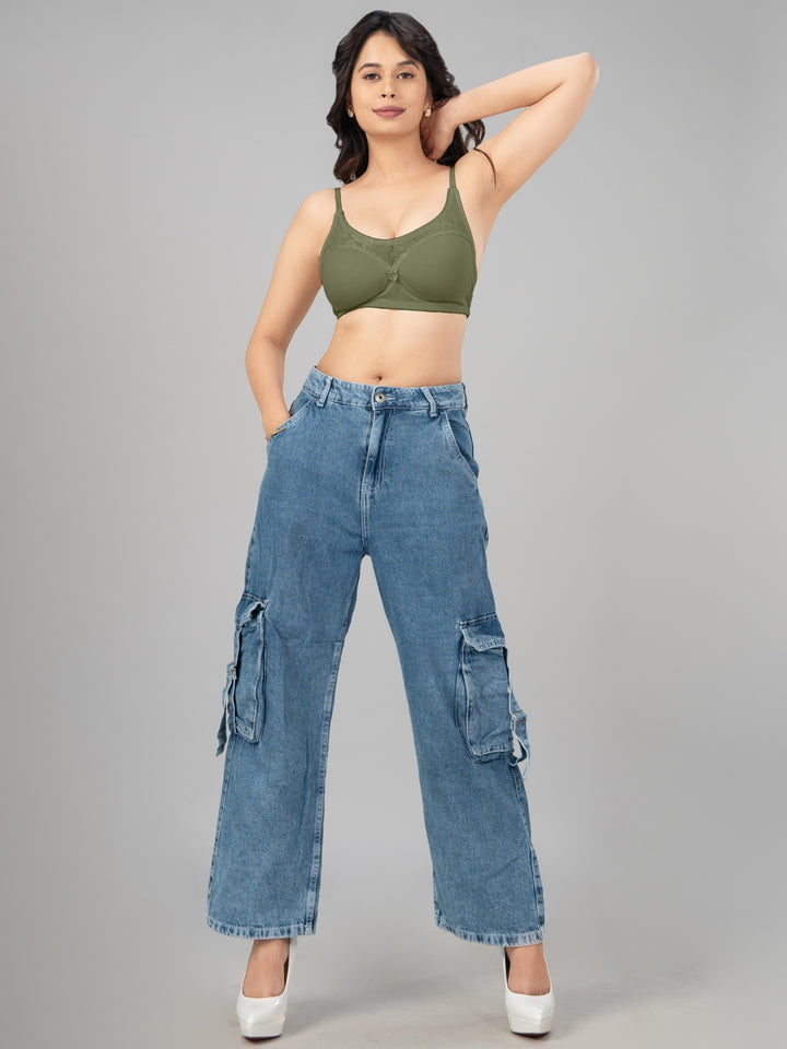 Daisy Dee Dark Green Lightly Padded Non-Wired Full Coverage T-Shirt Bra - NGRCE-Dark Green