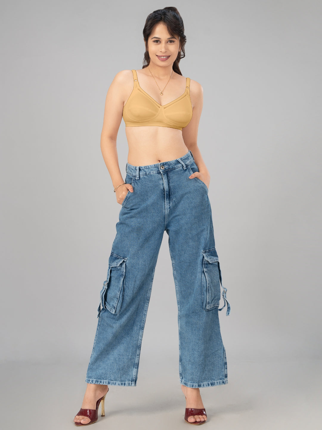 Lovable Multicolor Non Padded Non Wired Full Coverage Bra - (Pack of 2) CES-218-White/Skin