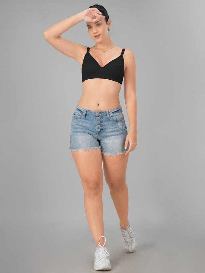 Lovable Black Non Padded Non Wired Full Coverage Bra L-1797-BLACK