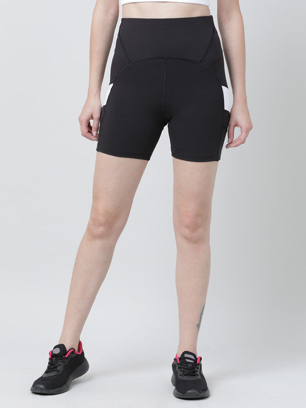 Women Black and Dark green Solid Shorts - POINT - Shorts for Women | Lovable India