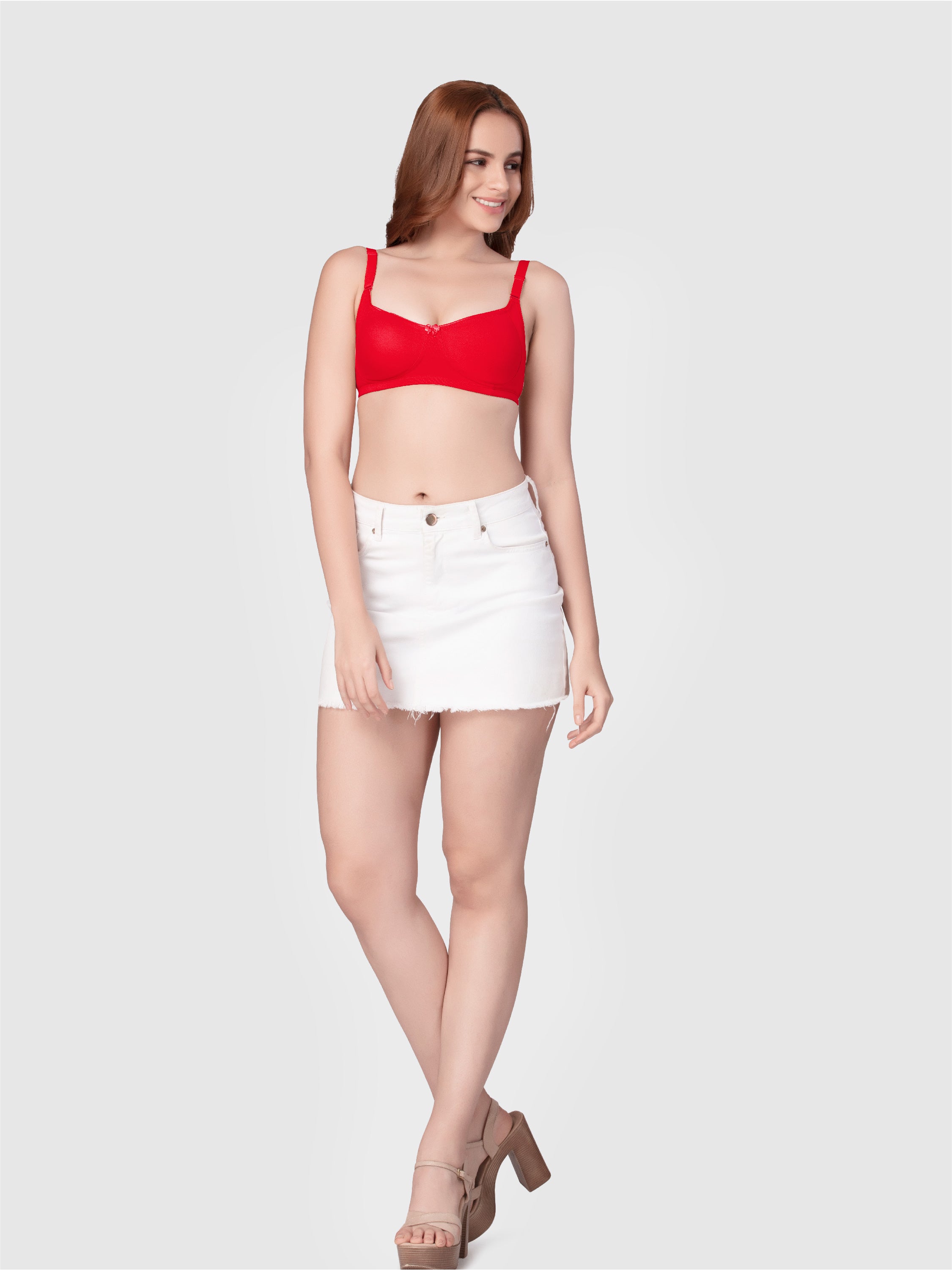 Daisy Dee B Red Non Padded Non-Wired Full Coverage T-Shirt Bra - NZYA-Brilliant Red