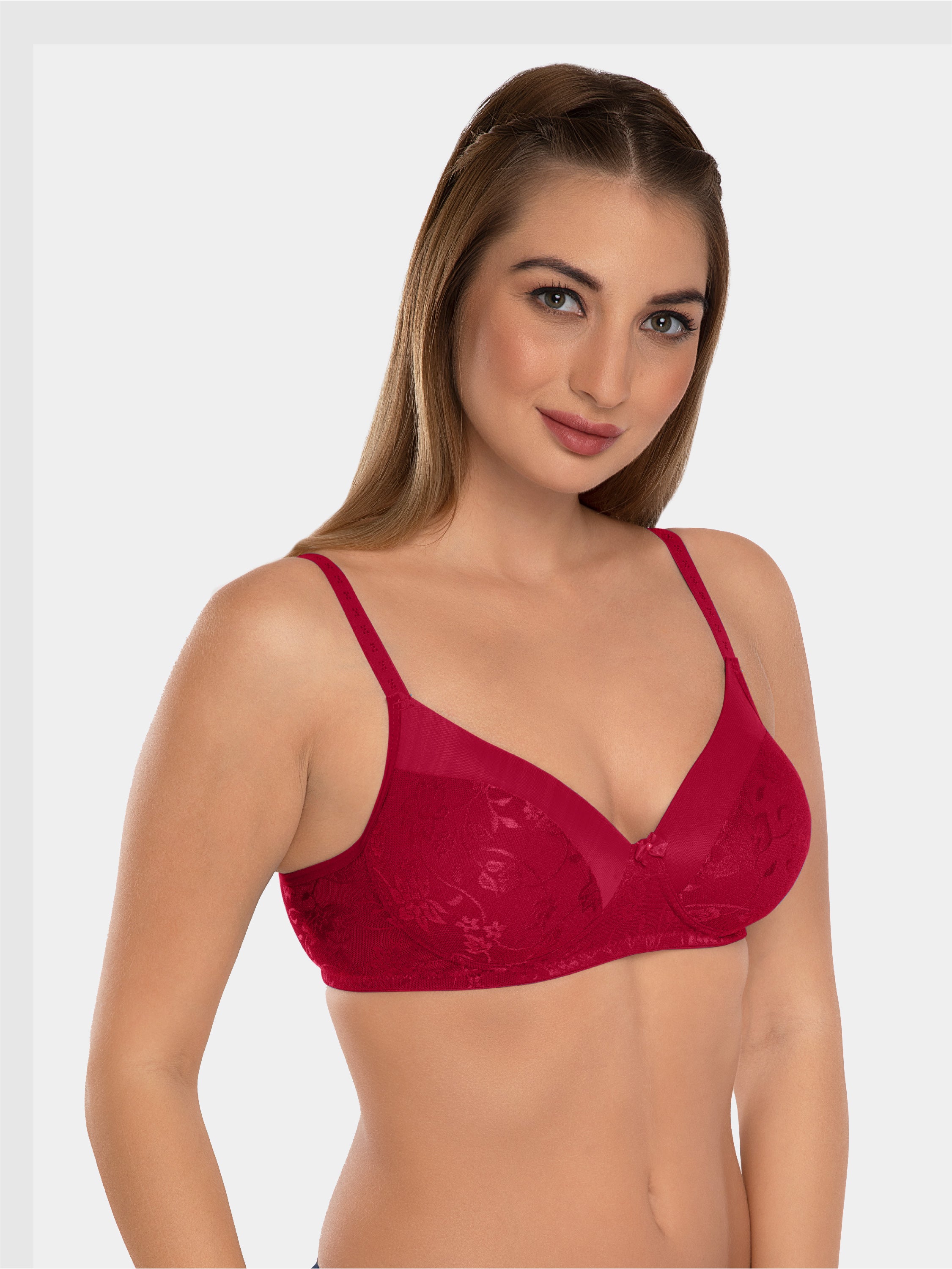 Daisy Dee Maroon Padded Non Wired Full Coverage Bra NVLR-Maroon