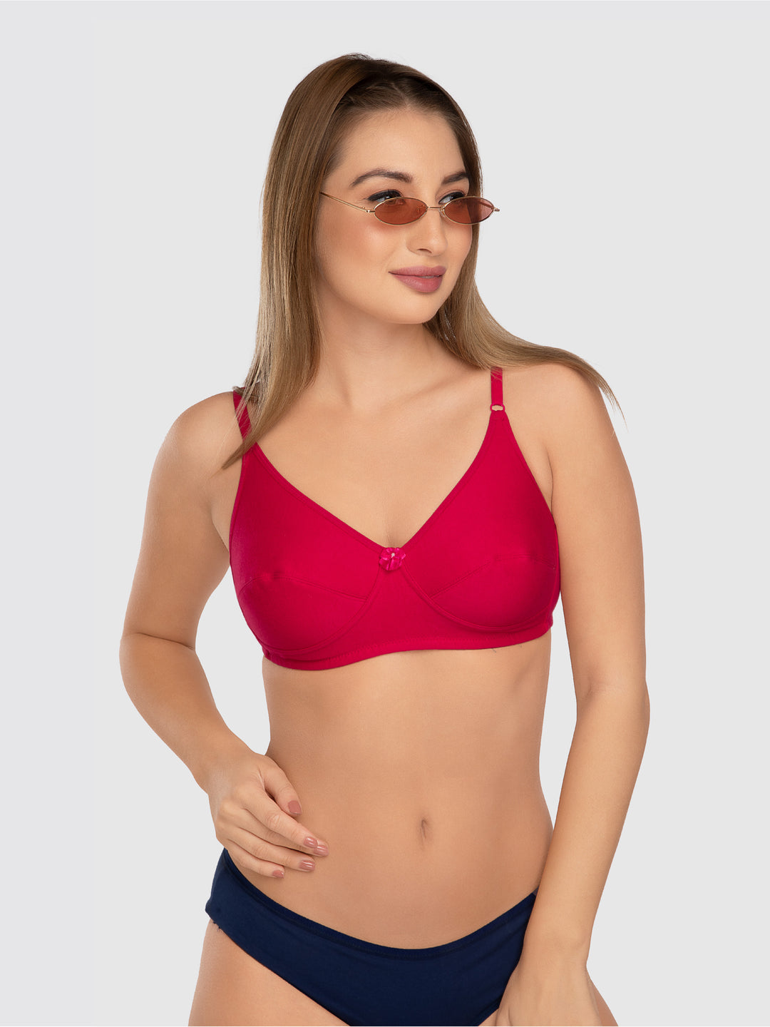 Daisy Dee Rose Pink and Crimson Red Non Padded Non-Wired Full Coverage Bra Pack of 2 - NSARH-R.PINK/CRIMSON RED