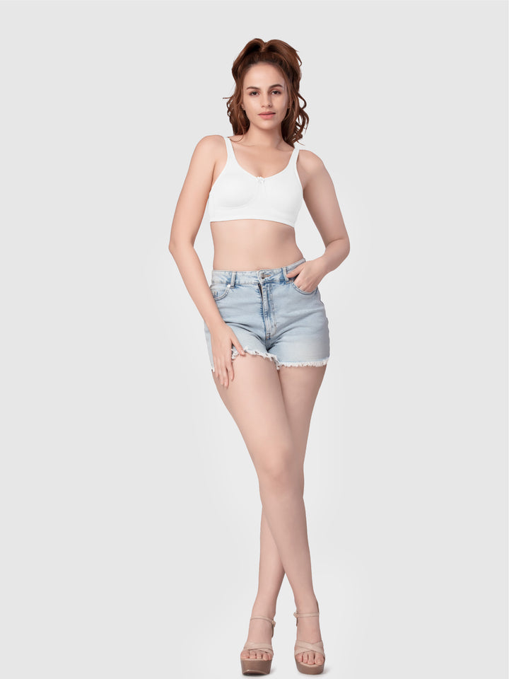 Daisy Dee White and Skin Non Padded Non-Wired Full Coverage T-Shirt Bra Pack of 2 - NPLSH-White/Skin