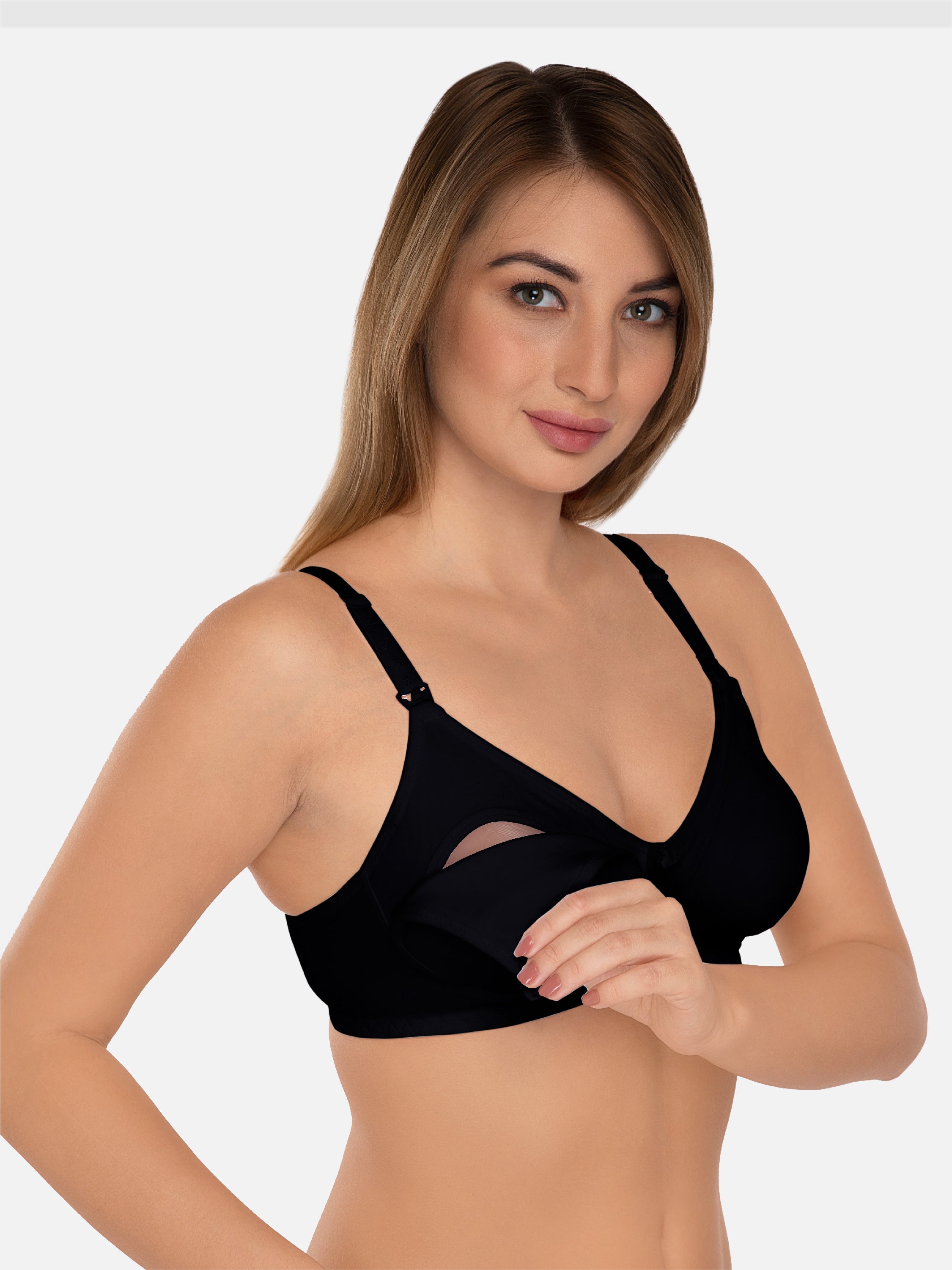 Daisy Dee Black Non Padded Non Wired Full Coverage Maternity Bra NMDNA-Black