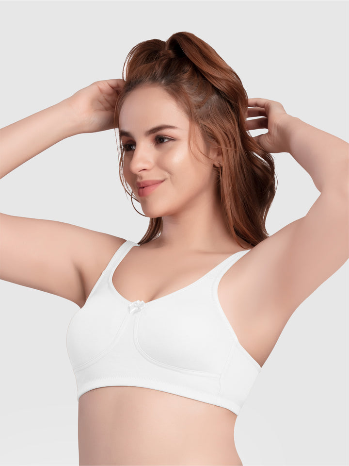 Daisy Dee White and Skin Non Padded Non-Wired Full Coverage T-Shirt Bra Pack of 2 - NPLSH-White/Skin
