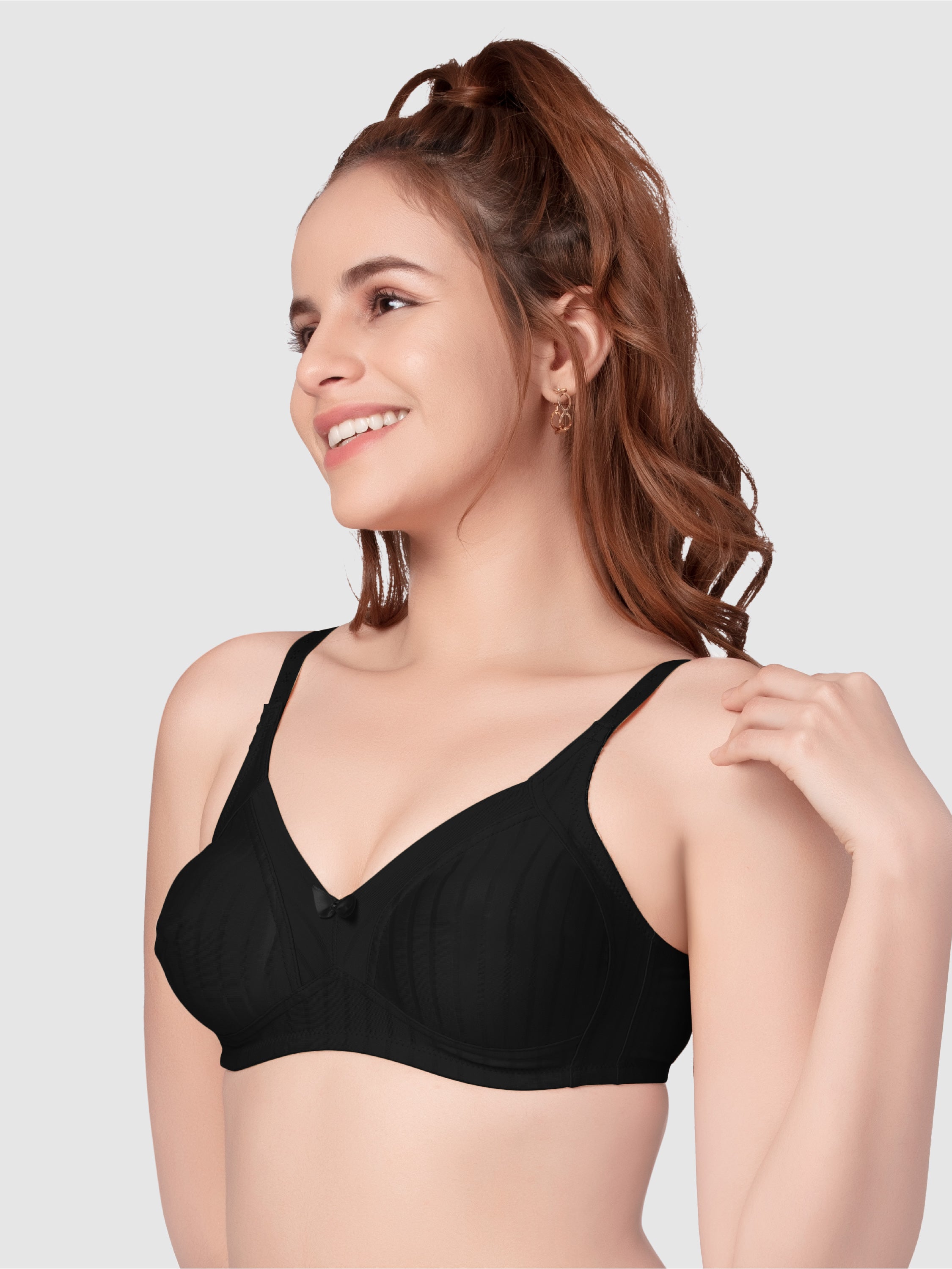 Daisy Dee Black Non Padded Non Wired Full Coverage Bra NSPRSTR -Black